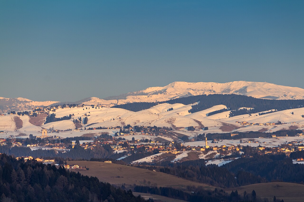 Meadows of the Asiago plateau at sunset