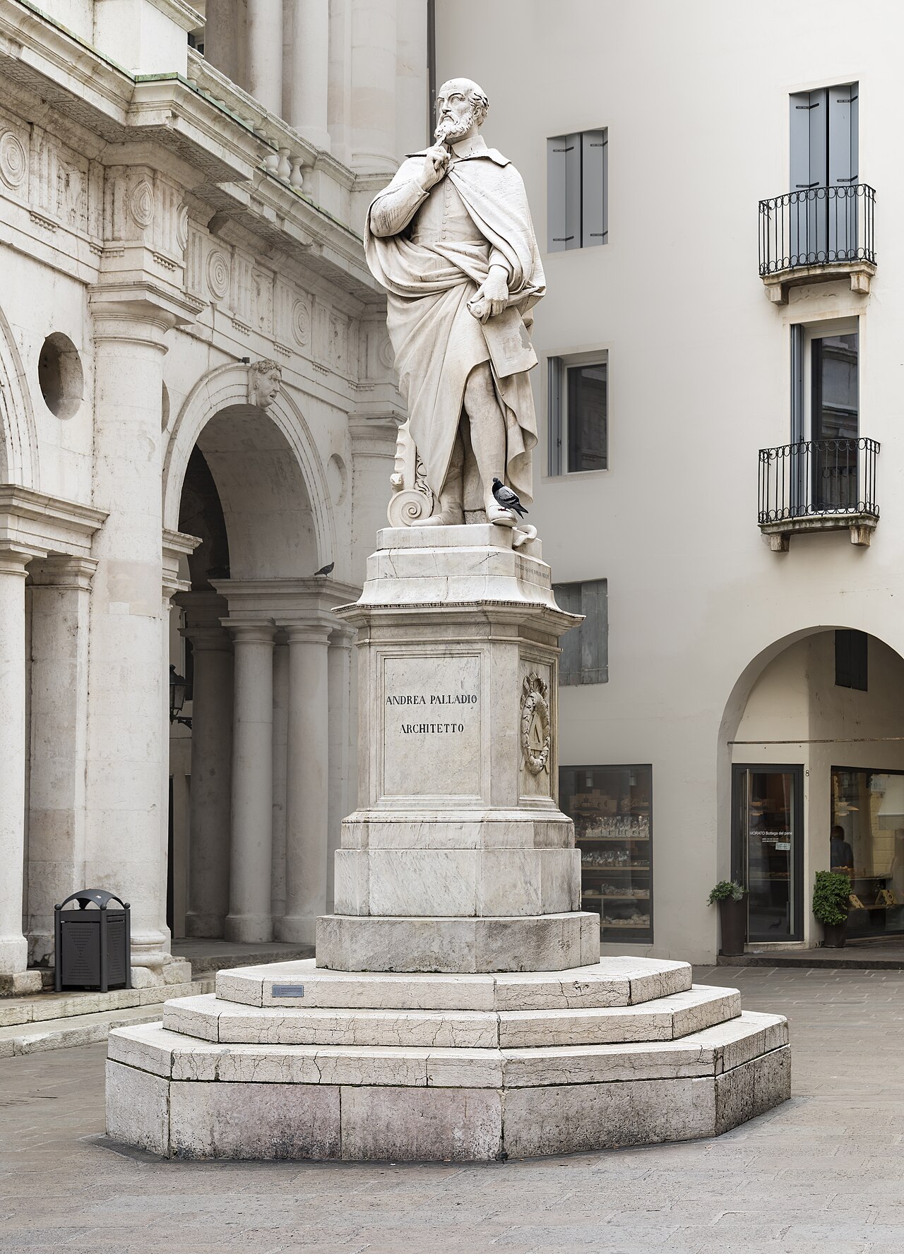 Marble statue of Andrea Palladio beside the Basilica Palladiana