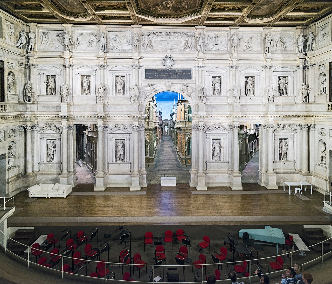 The permanent trompe-l'oeil stage set of the Teatro Olimpico