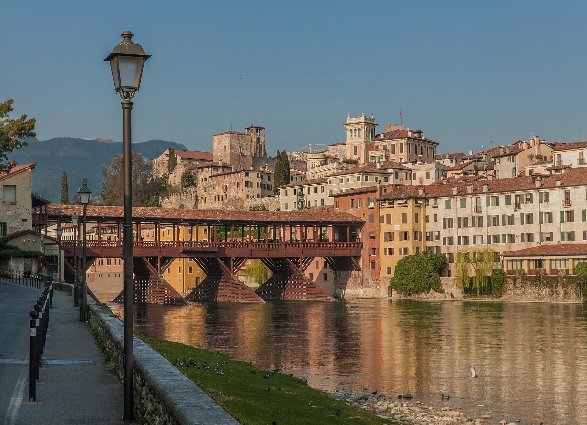 The wooden Ponte degli Alpini bridge in Bassano del Grappa